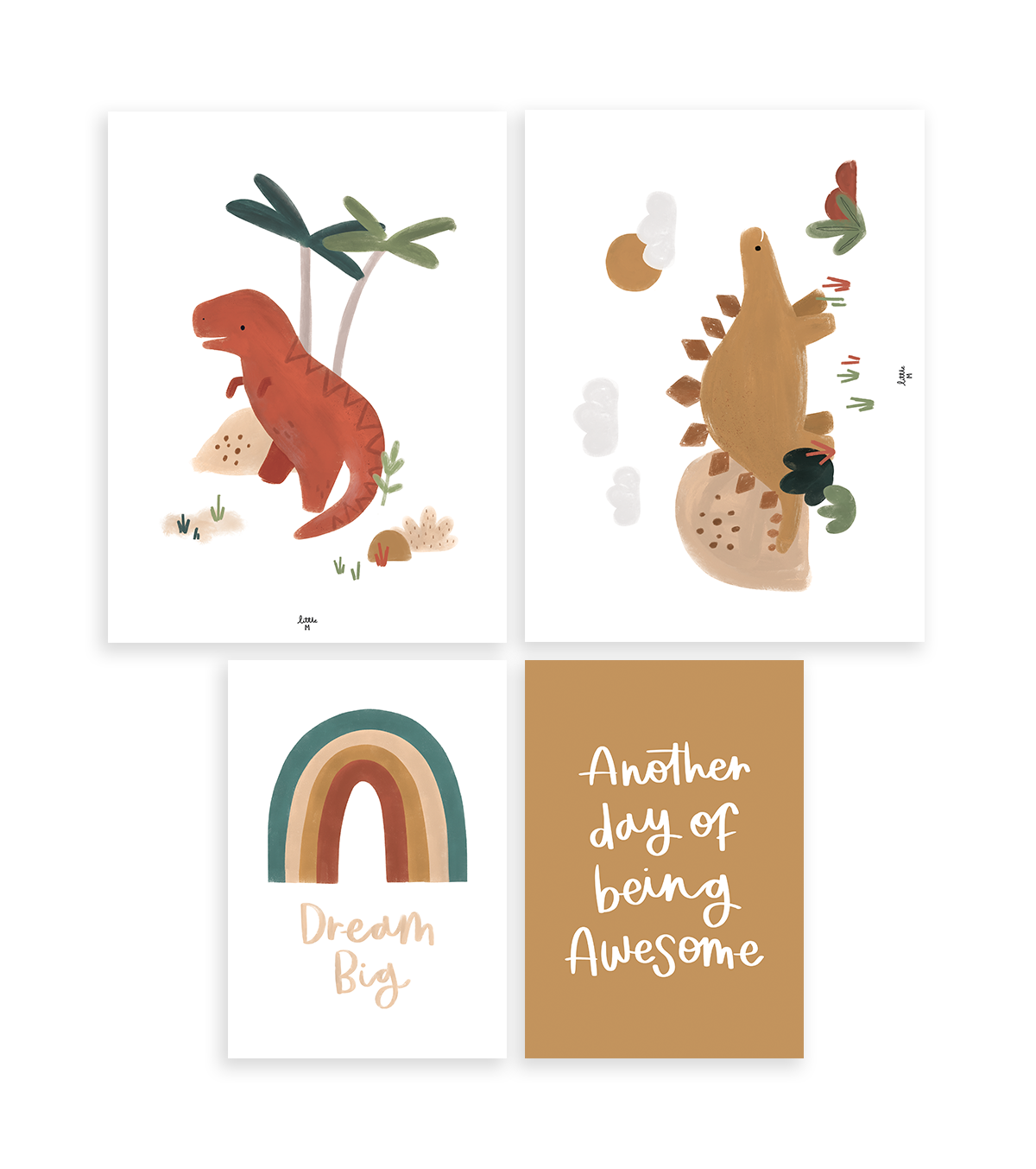 Sunny – Set Of 4 Art Prints / Dinosaurs & Co