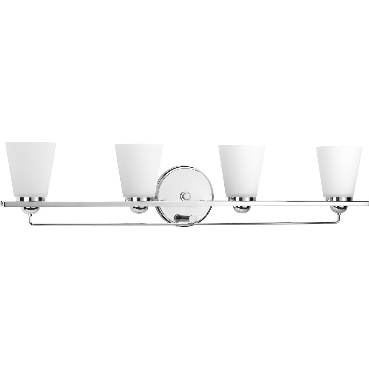 PROGRESS LIGHTING P300003-015 Flight Collection Four-Light Polished Chrome Etched Glass Coastal Bath Vanity Light in Polished Chrome