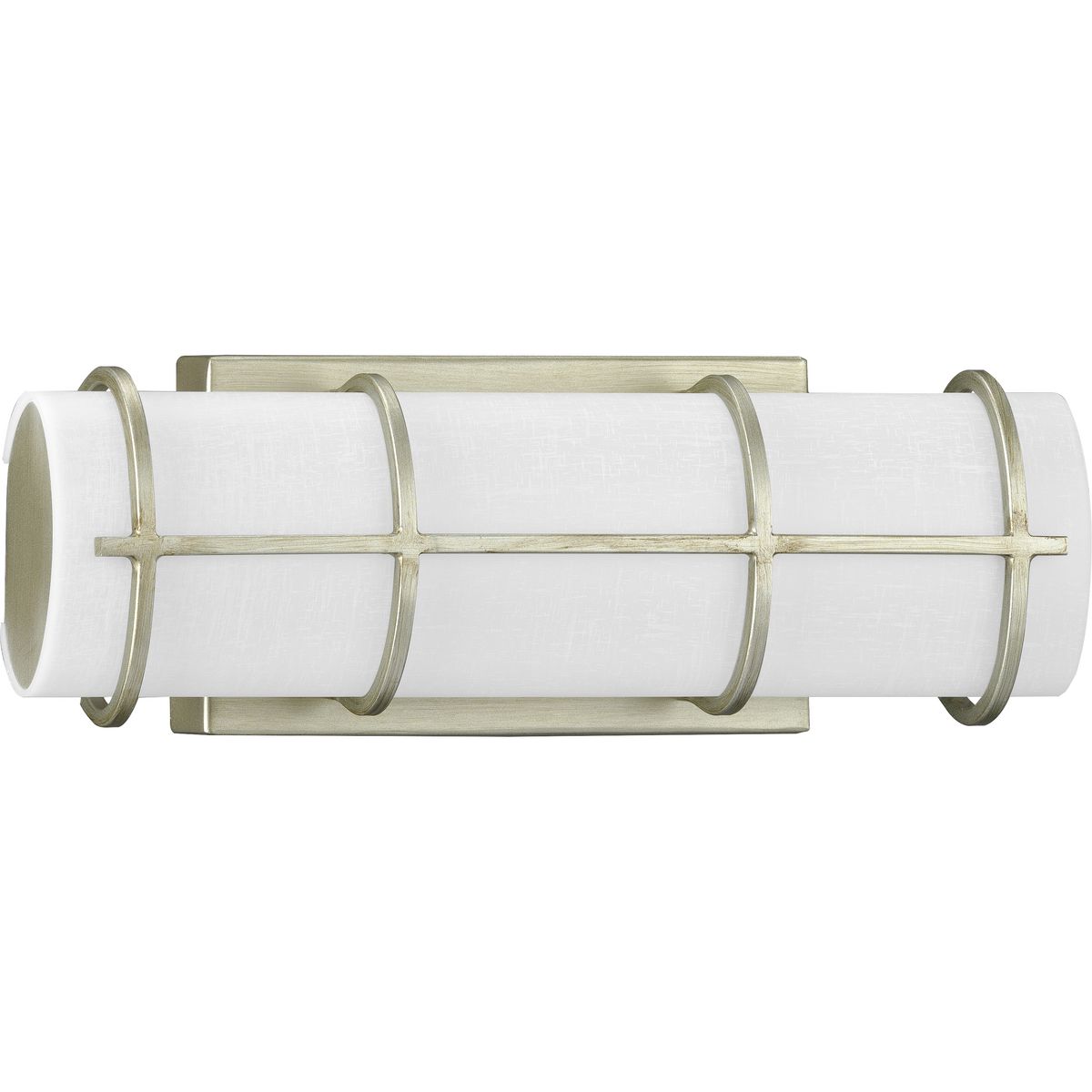 PROGRESS LIGHTING P300331-134-30 Grid LED Collection 14-inch Silver Ridge and White Linen Acrylic Modern Style Bath Vanity Wall Light in Silver Ridge