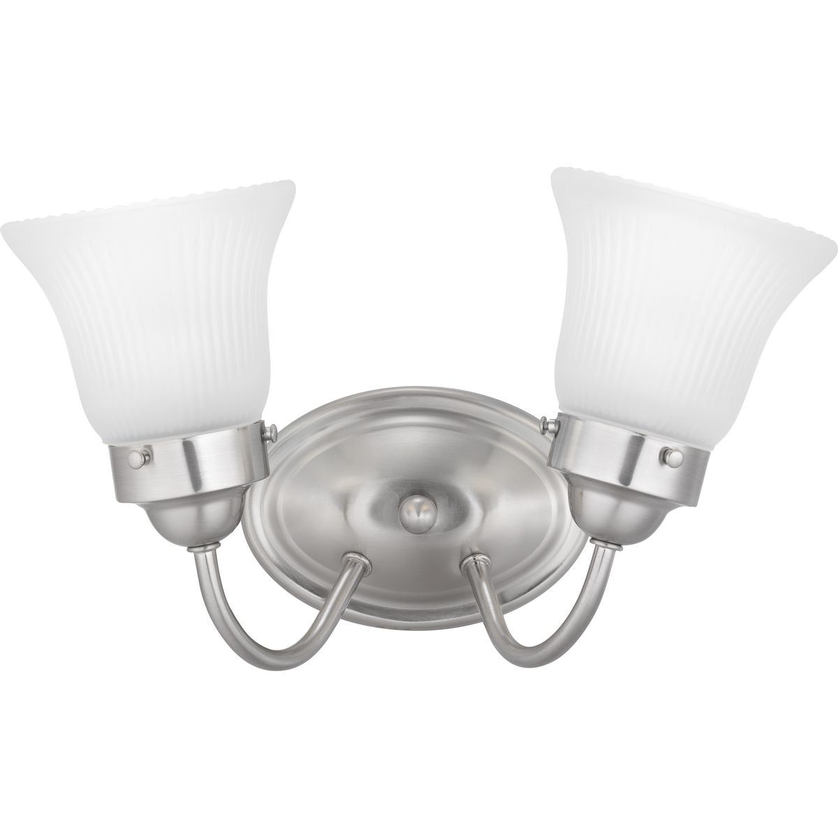 PROGRESS LIGHTING P3288-09ET Fluted Glass Collection Two-Light Bath & Vanity in Brushed Nickel