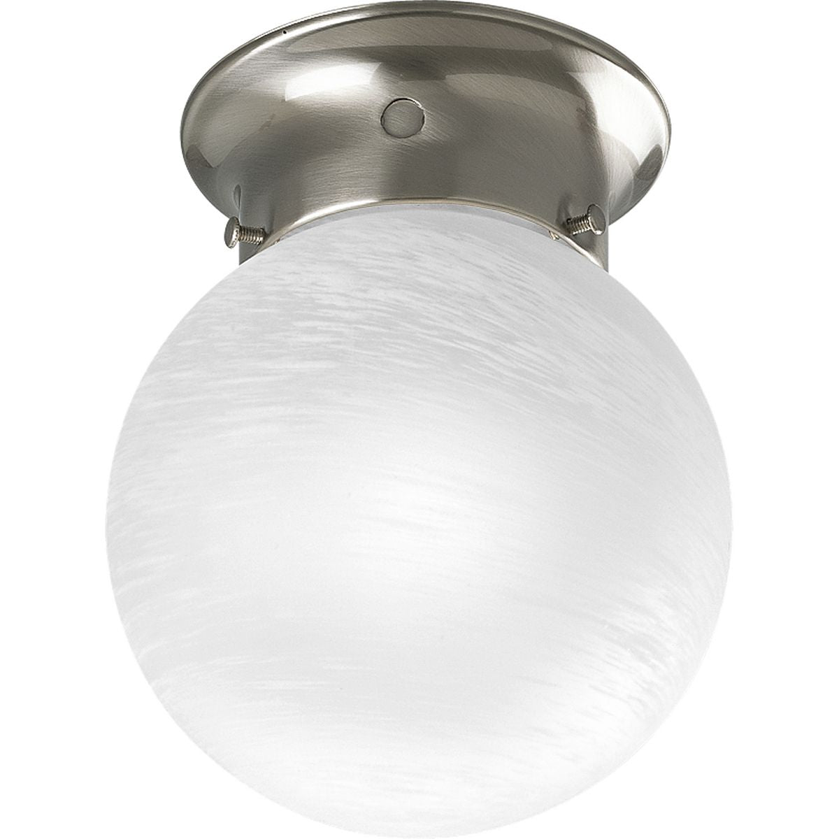 PROGRESS LIGHTING P3401-09 Glass Globes Collection 6″ One-Light Close-to-Ceiling in Brushed Nickel