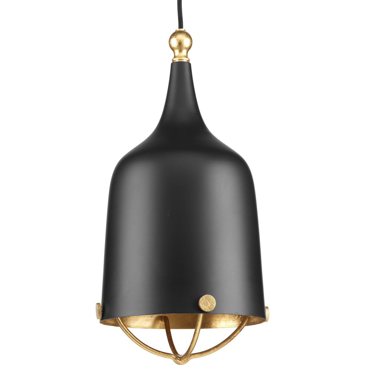 PROGRESS LIGHTING P500033-031 Era Collection One-Light Matte Black and Gold Global Pendant Light in Matte Black