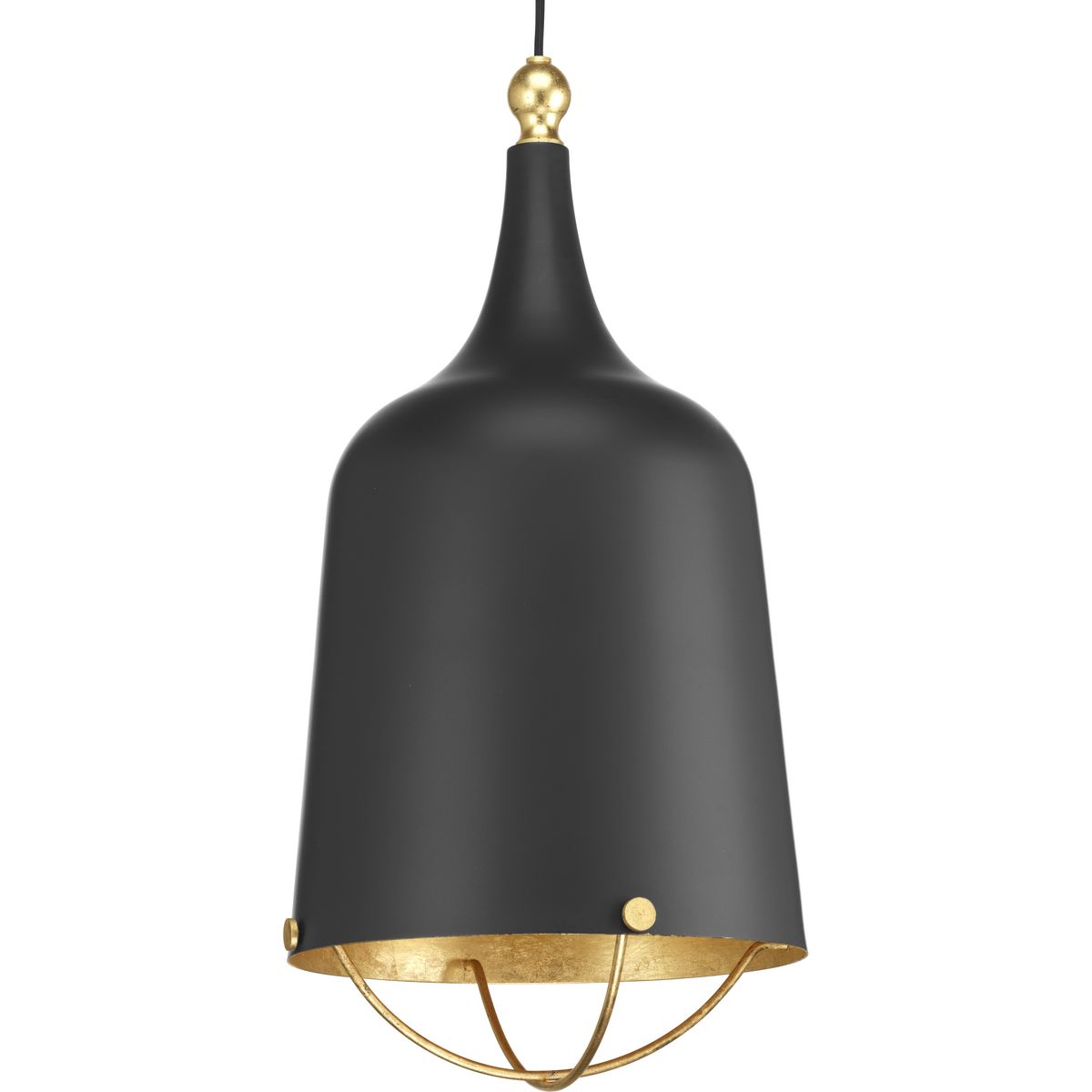 PROGRESS LIGHTING P500098-031 Era Collection One-Light Matte Black and Gold Global Pendant Light in Matte Black