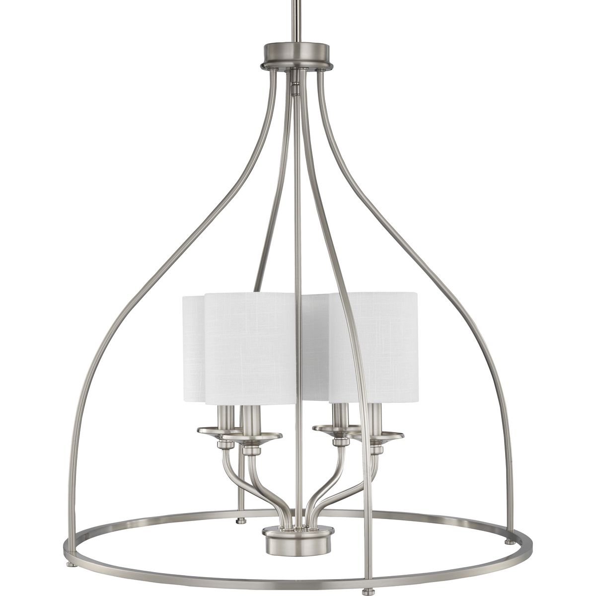 PROGRESS LIGHTING P500285-009 Bonita Collection Four-Light Brushed Nickel Foyer Chandelier in Brushed Nickel