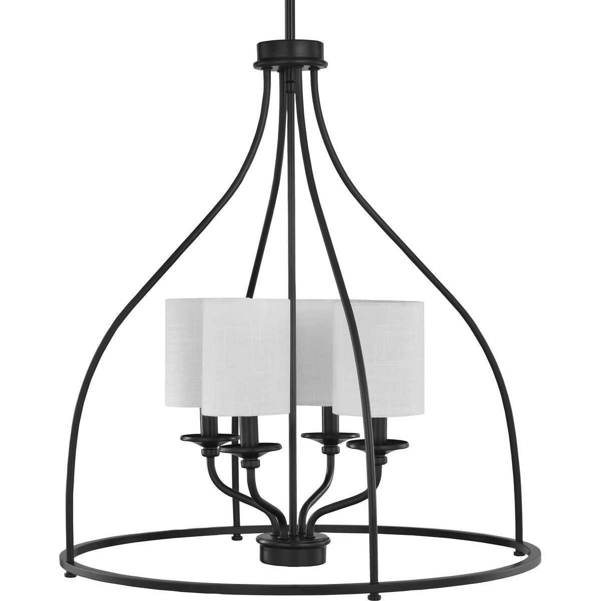 PROGRESS LIGHTING P500285-031 Bonita Collection Four-Light Black Foyer Chandelier in Matte Black