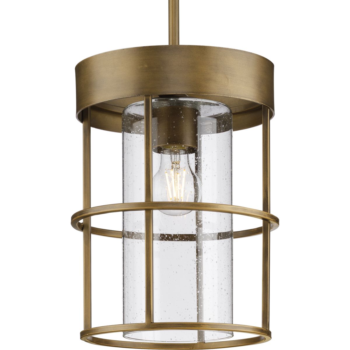 PROGRESS LIGHTING P500401-196 Burgess Collection One-Light Aged Bronze Modern Farmhouse Pendant in Aged Bronze