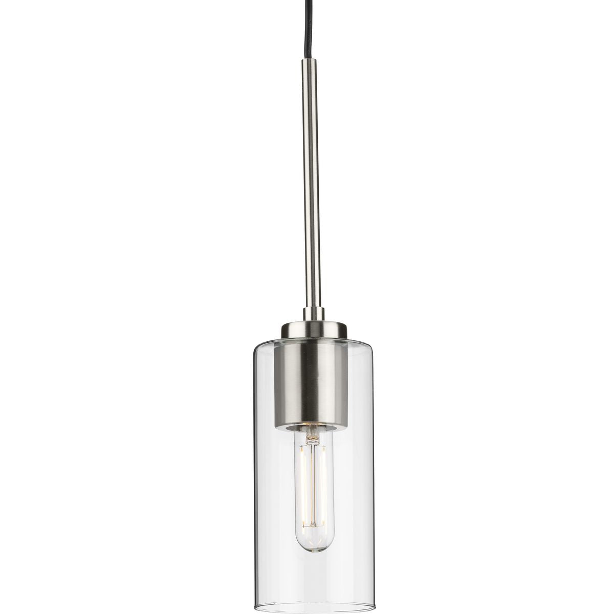 PROGRESS LIGHTING P500403-009 Cofield Collection One-Light Brushed Nickel Transitional Pendant in Brushed Nickel