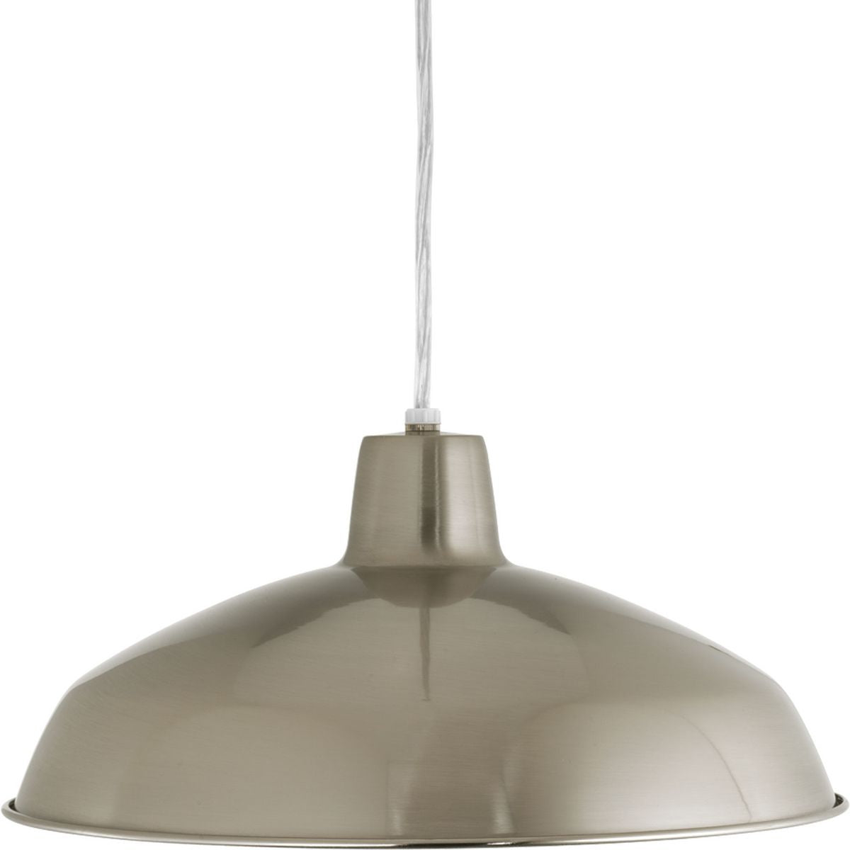 PROGRESS LIGHTING P5094-0930K9 Metal Shade LED Collection Brushed Nickel Spun Metal Shade Farmhouse Pendant Light in Brushed Nickel