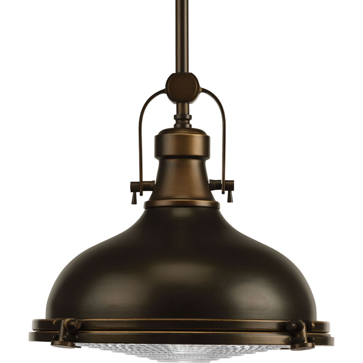 PROGRESS LIGHTING P5188-10830K9 Fresnel Lens LED Collection Oil Rubbed Bronze Clear Fresnel Glass Coastal Pendant Light in Oil Rubbed Bronze