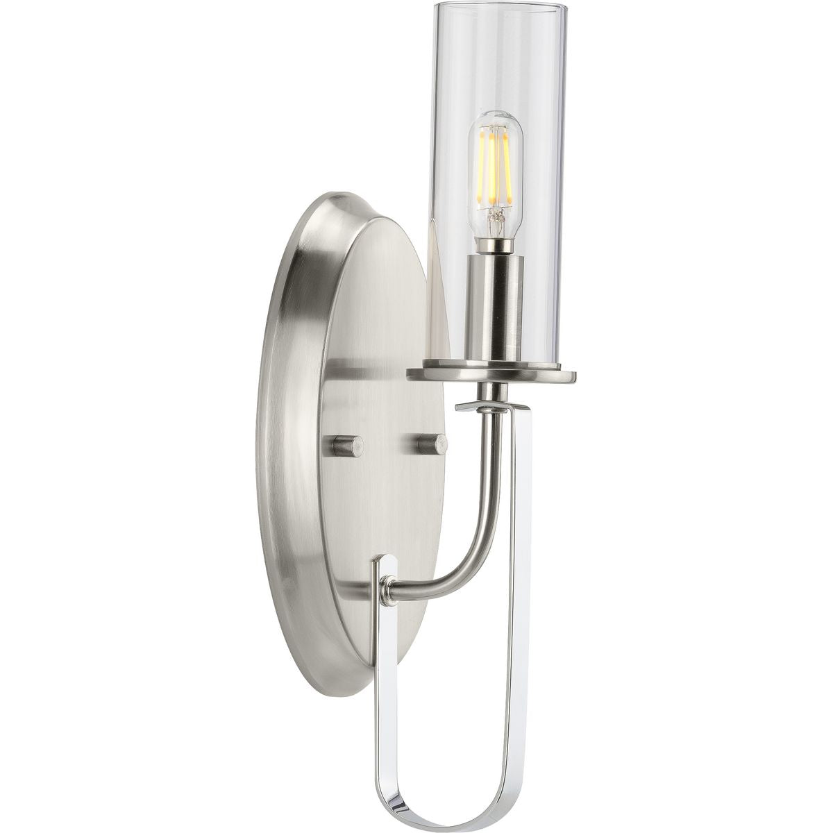 PROGRESS LIGHTING P710082-009 Riley Collection Brushed Nickel One-Light Wall Bracket in Brushed Nickel