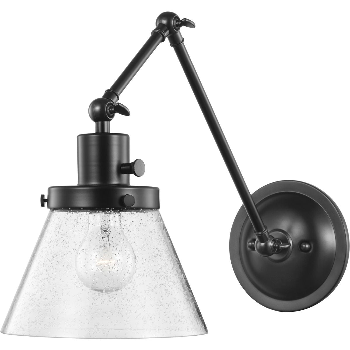 PROGRESS LIGHTING P710094-031 Hinton Collection Black Swing Arm Wall Light in Matte Black