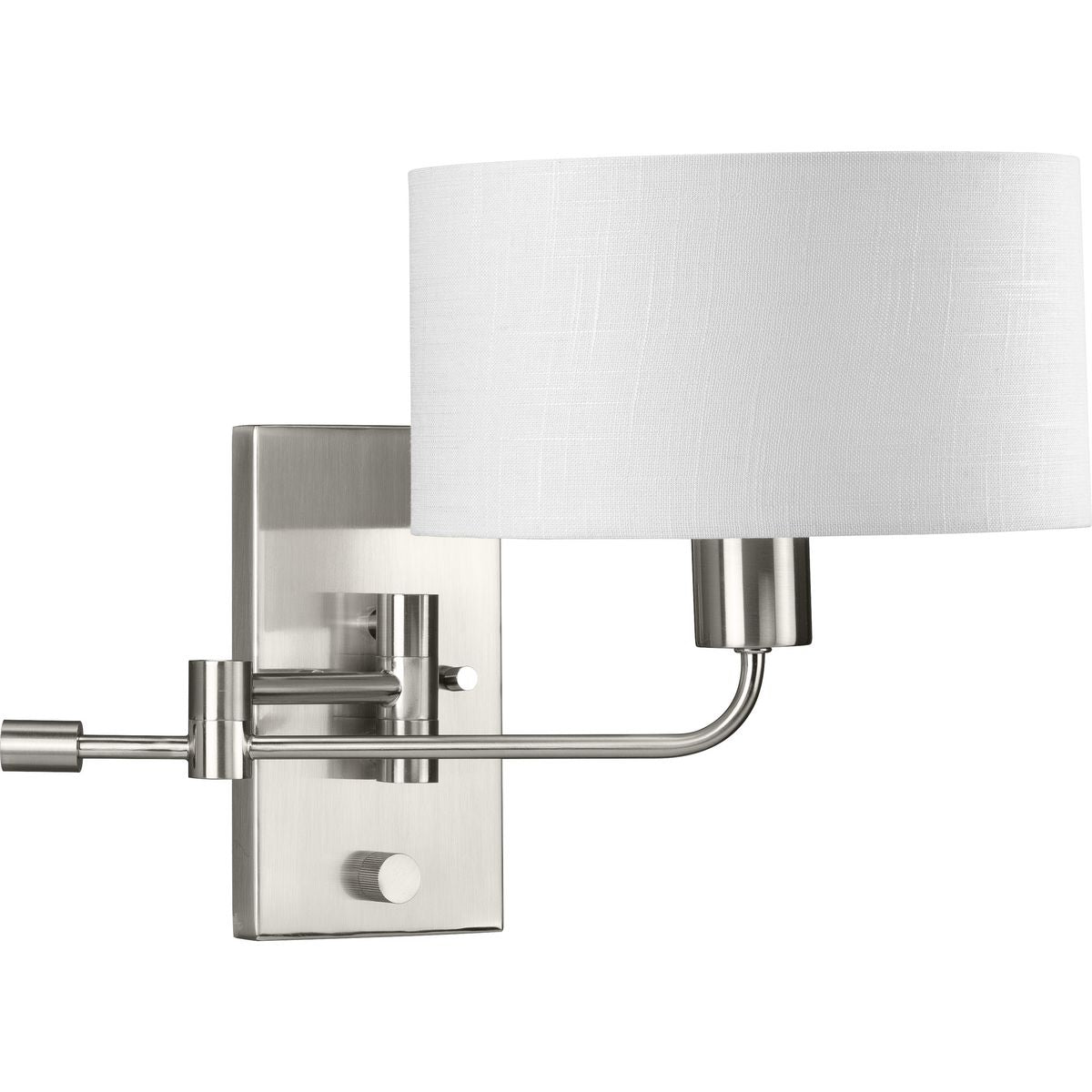 PROGRESS LIGHTING P710104-009 Carrick Collection One-Light Brushed Nickel Summer Linen Shade Transitional Wall Light in Brushed Nickel