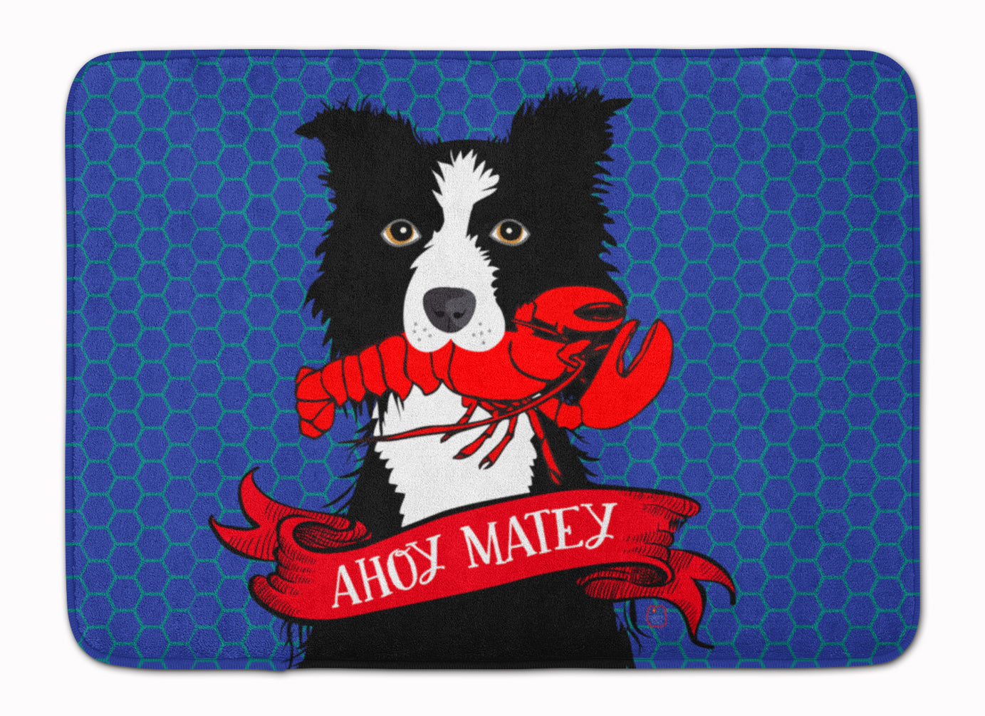 Ahoy Matey Nautical Border Collie Machine Washable Memory Foam Mat VHA3011RUG