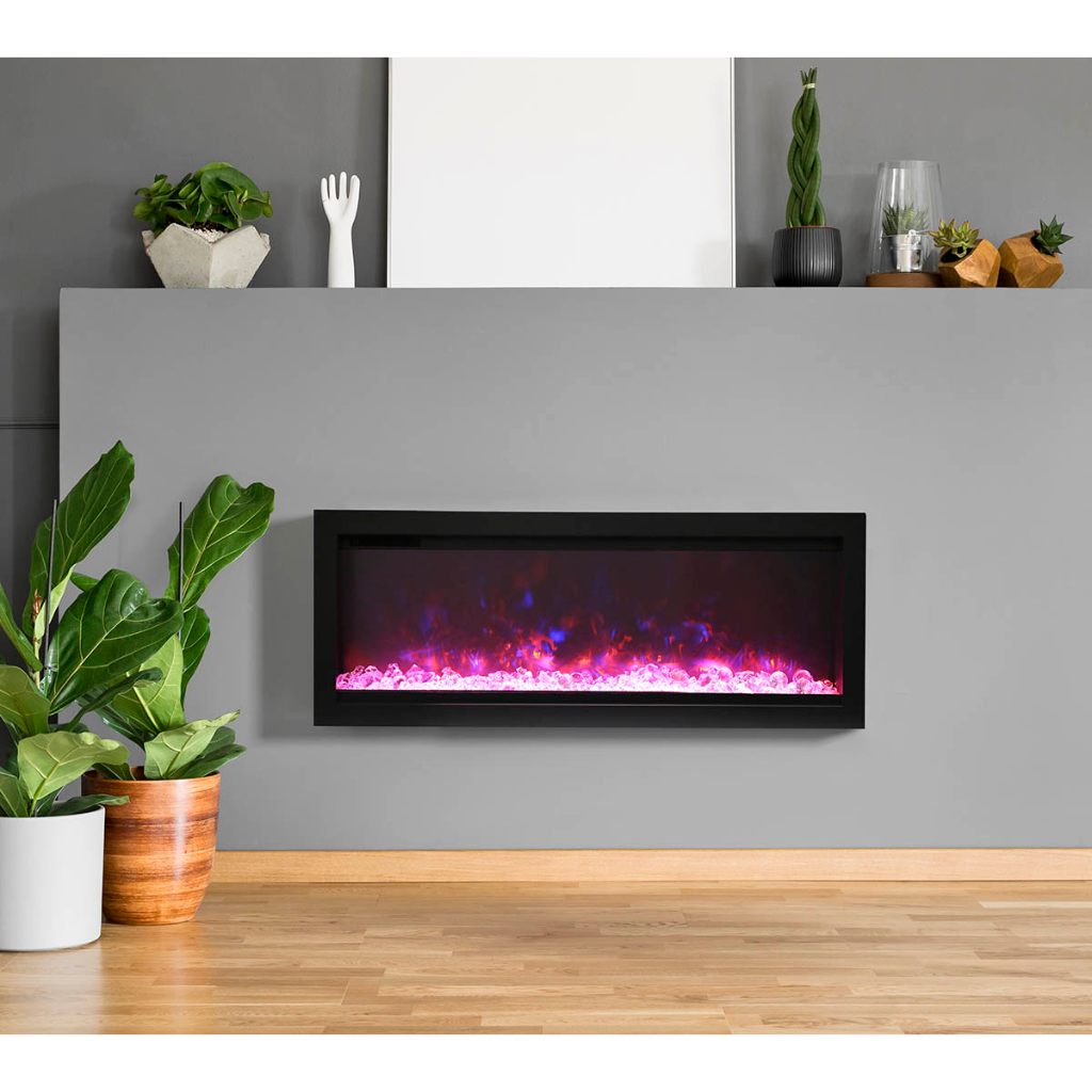 Remii 34″ WM-B Series Electric Fireplace with Glass and Black Steel Surround