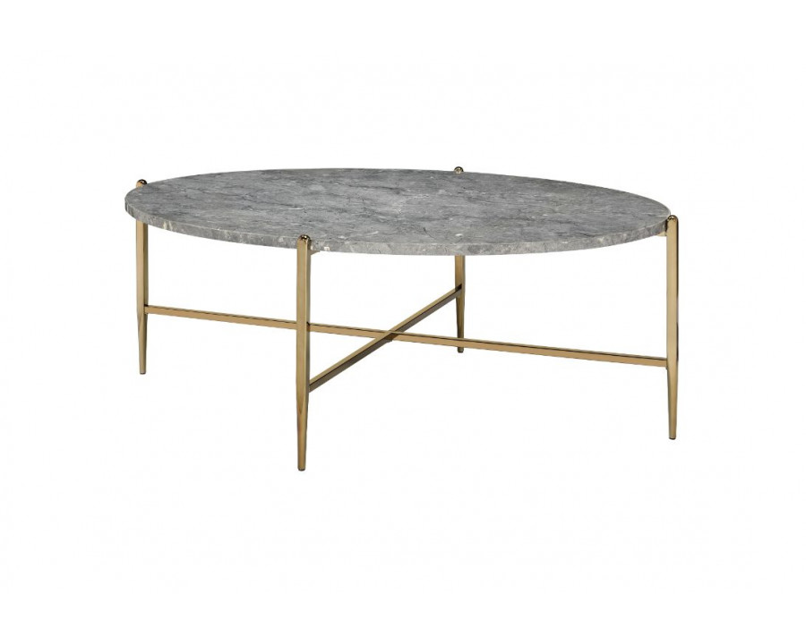 ACME – Tainte Coffee Table in Faux Marble Top/Champagne