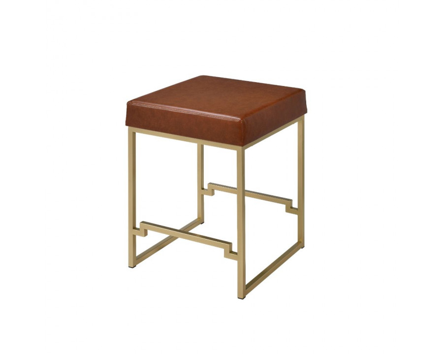 ACME – Boice Counter Height Stool in Light Brown Pu/Gold