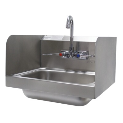 Advance Tabco 7-PS-66W – Hand Sink, wall mounted, 14″W x 10″D x 5″H, 7-3/4″ side splashes, splash mounted faucet