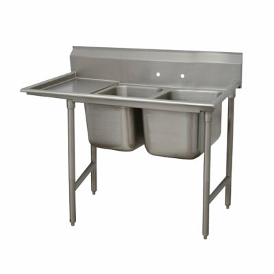 Advance Tabco 9-2-36-24L – Two Compartment Sink, with left drainboard, overall 28″ F/B x 66″ L/R