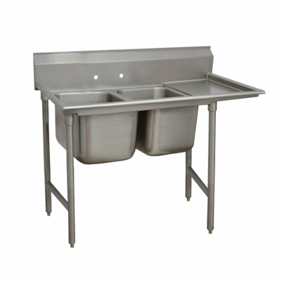 Advance Tabco 9-2-36-24R – Two Compartment Sink, with right drainboard, overall 28″ F/B x 66″ L/R