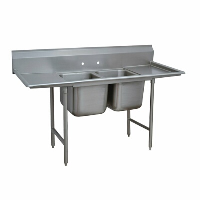 Advance Tabco 9-22-40-36RL – Two Compartment Sink, 117″W x 28″D, with left & right drainboards