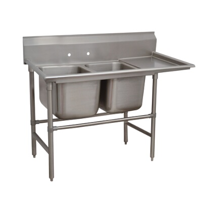 Advance Tabco 94-22-40-18R – Two Compartment Sink, with right drainboard, overall 28″ F/B x 68″ L/R