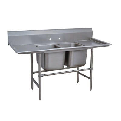 Advance Tabco 94-22-40-36RL – Two Compartment Sink, 117″W x 28″D, with left & right drainboards