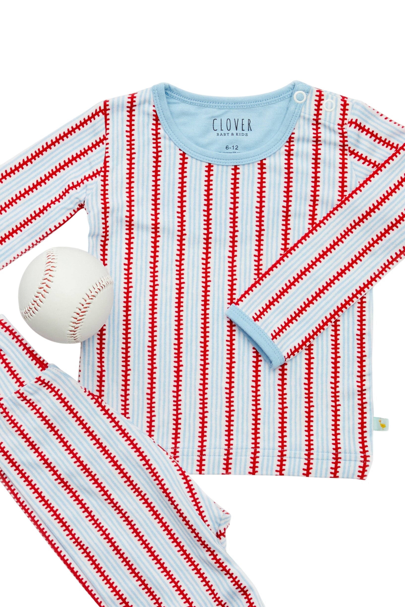 Long Sleeve Pajama Set – Baseball Stripes