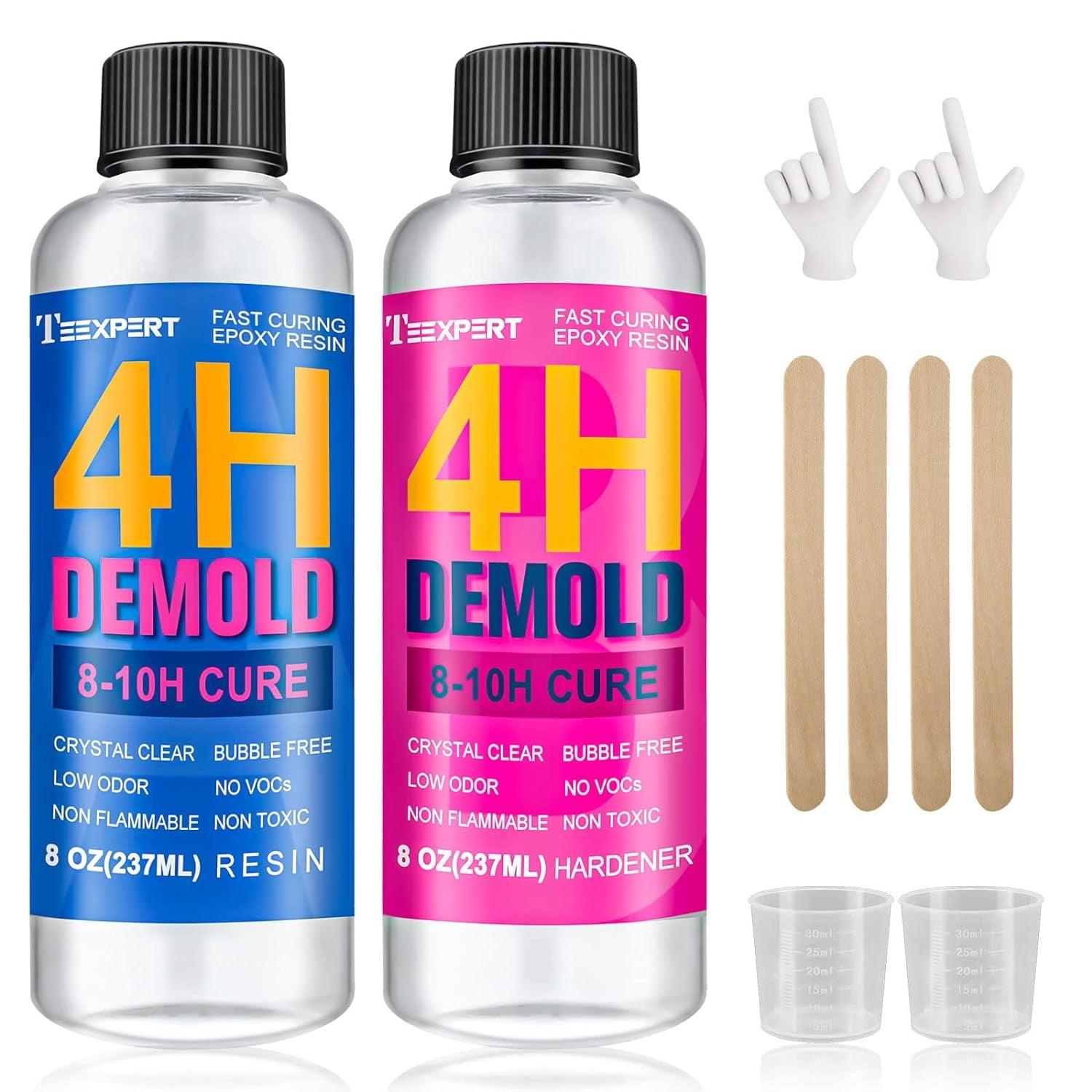 Fast Curing Epoxy Resin: 16Oz 4 Hours Demold 8 Hours Fast Curing Crystal Clear High Gloss Epoxy Resin Kit for Jewelry DIY Art Craft Casting