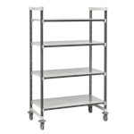 Cambro EXHD243678S4480 – Shelving Mobile Unit, 24″W x 36″L x 78″H, (4) solid shelves & (2) posts