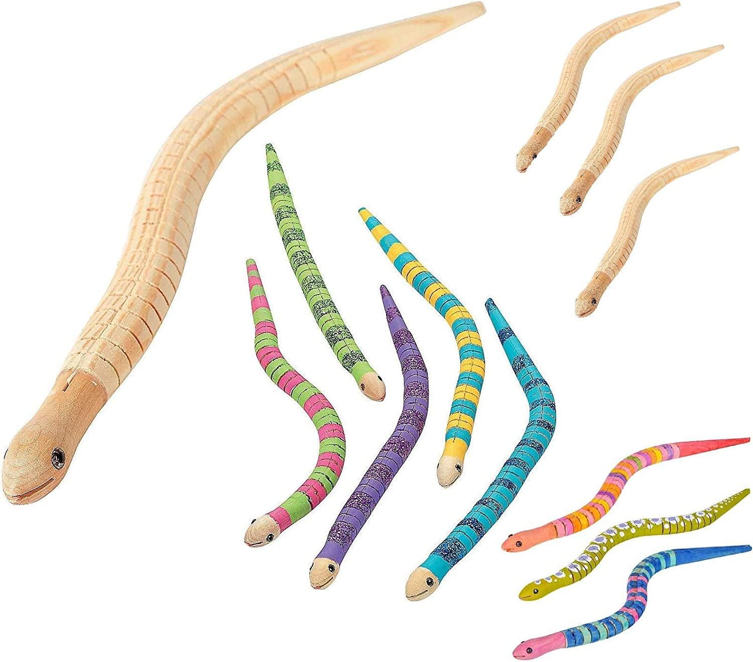 DIY Wooden Wiggly 12″ Snakes (12 Pack) Arts & Crafts Unfinished Flexible Timber Wood