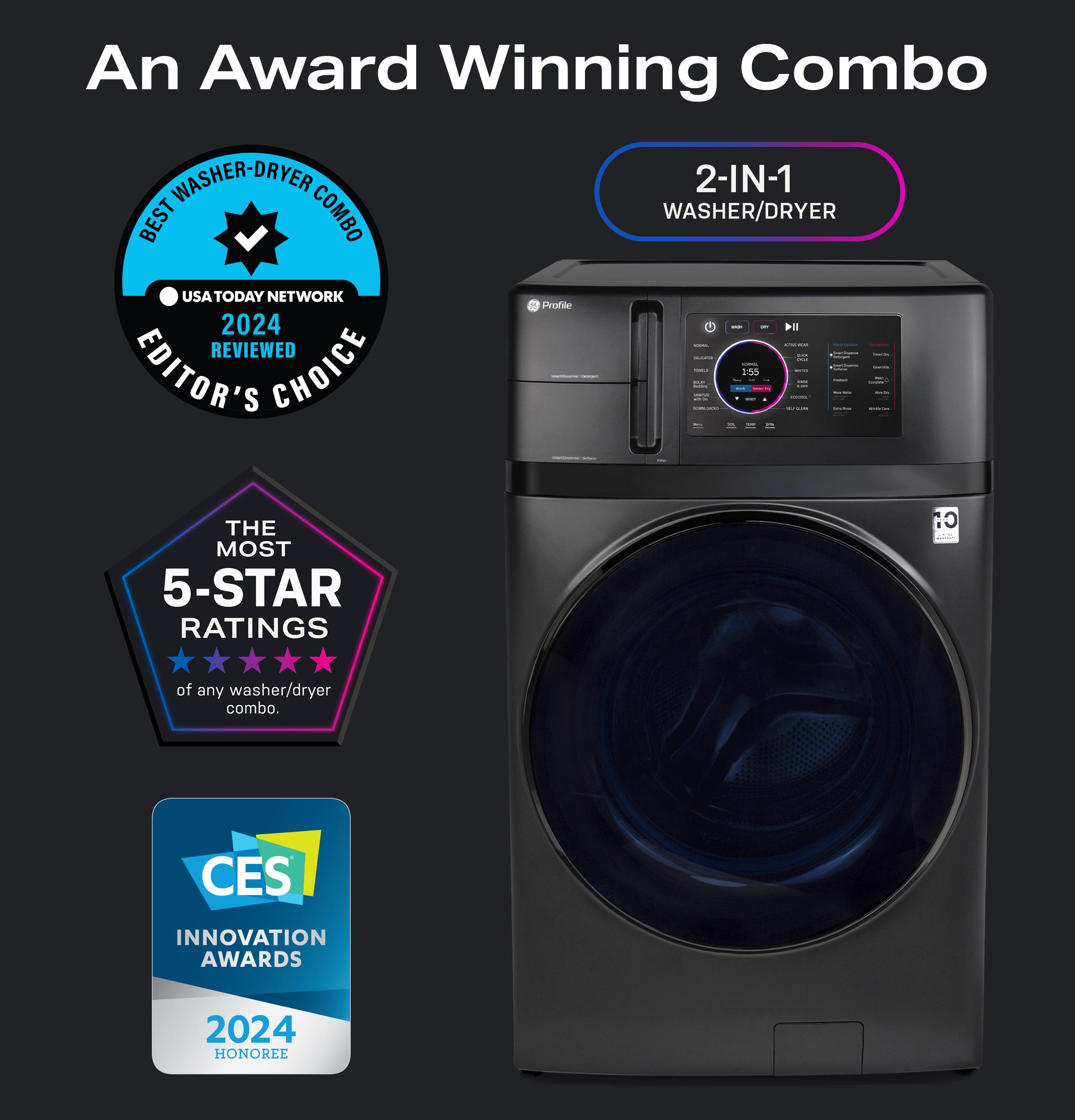 GE Profile ENERGY STAR 4.8 cu. ft. Capacity UltraFast Combo with Ventless Inverter Heat Pump Technology Washer/Dryer