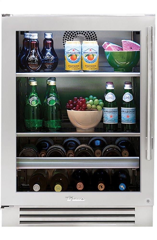 24 Inch Stainless Glass Door Left Hinge Undercounter Beverage Center