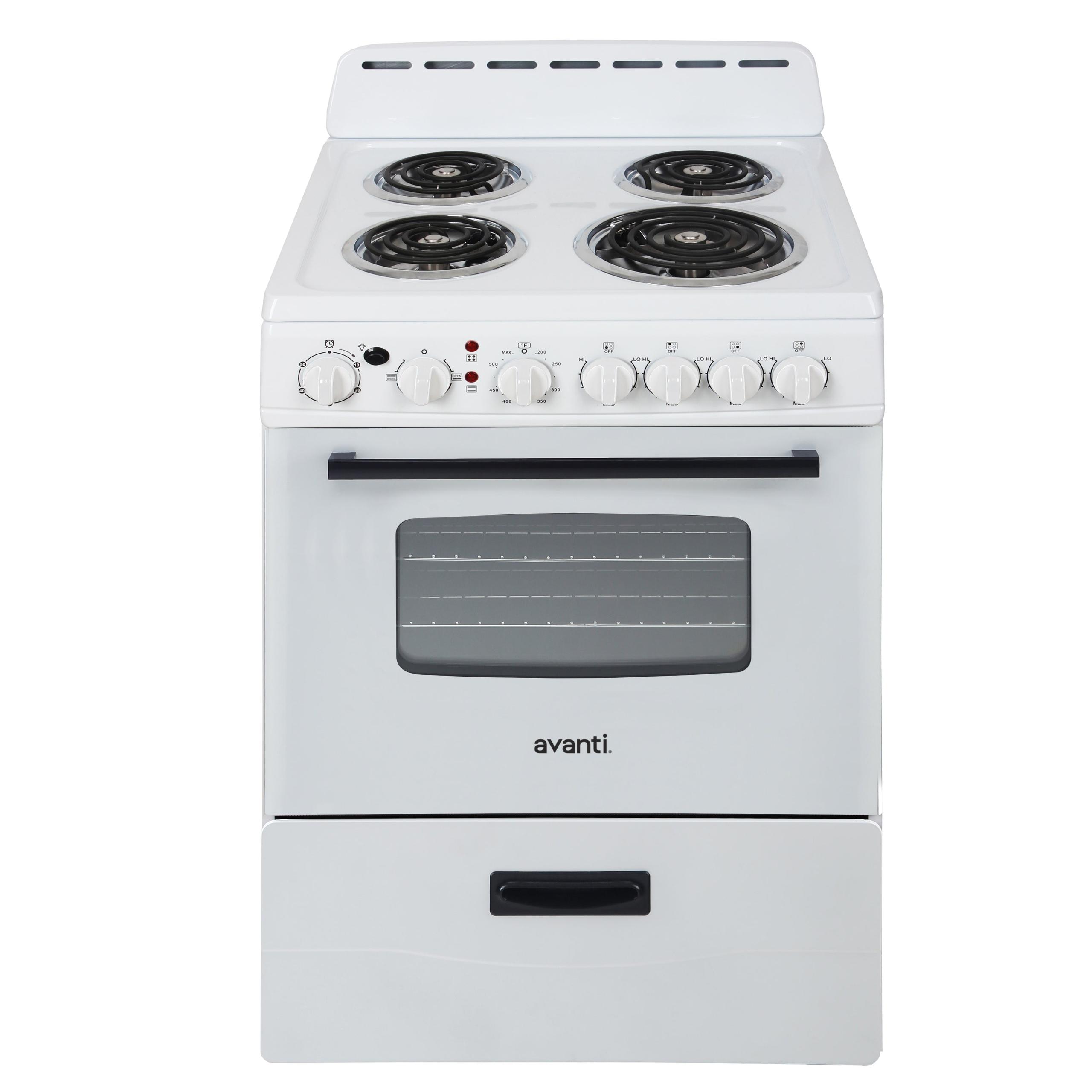 Avanti 24″ Electric Range Oven with Framed Glass Door – White / 2.6 cu. ft.