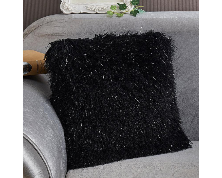 Furnings – Decorative Shaggy Pillow with Lurex in Black