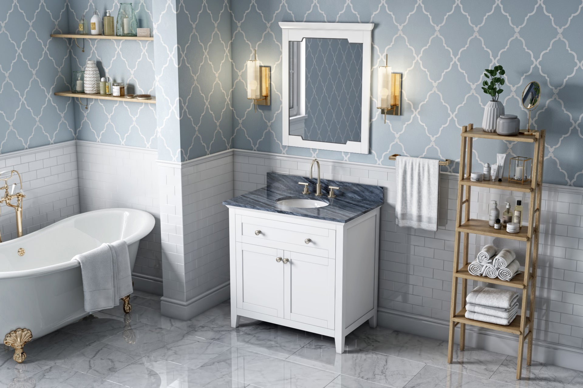 JEFFREY ALEXANDER VKITCHA36WHMGO 36″ White Chatham Vanity, Grey Marble Vanity Top, undermount oval bowl