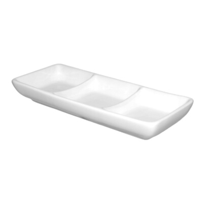 International Tableware FA3-99 - Plate, 8-3/4" x 4-1/4", (3) wells, white (Case of 24)