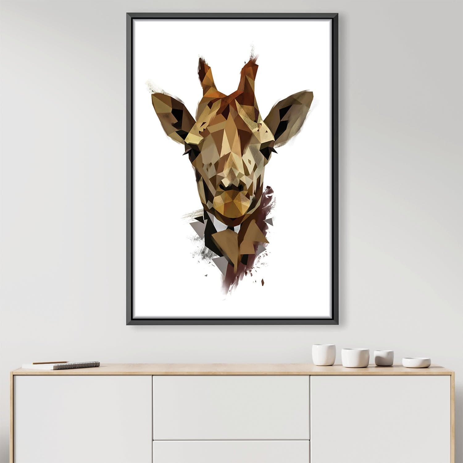 Low Poly Giraffe Light Canvas