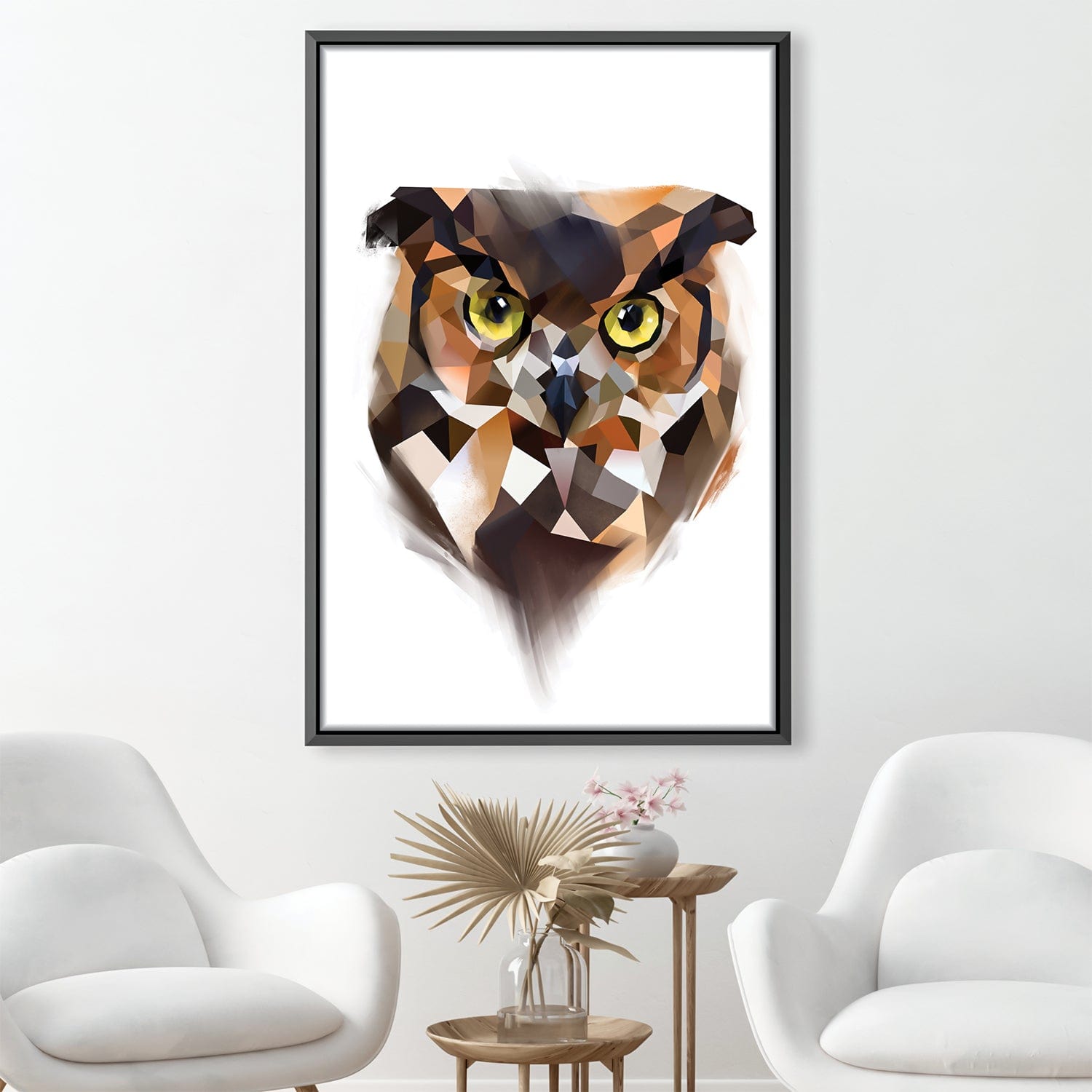 Low Poly Owl Light Canvas