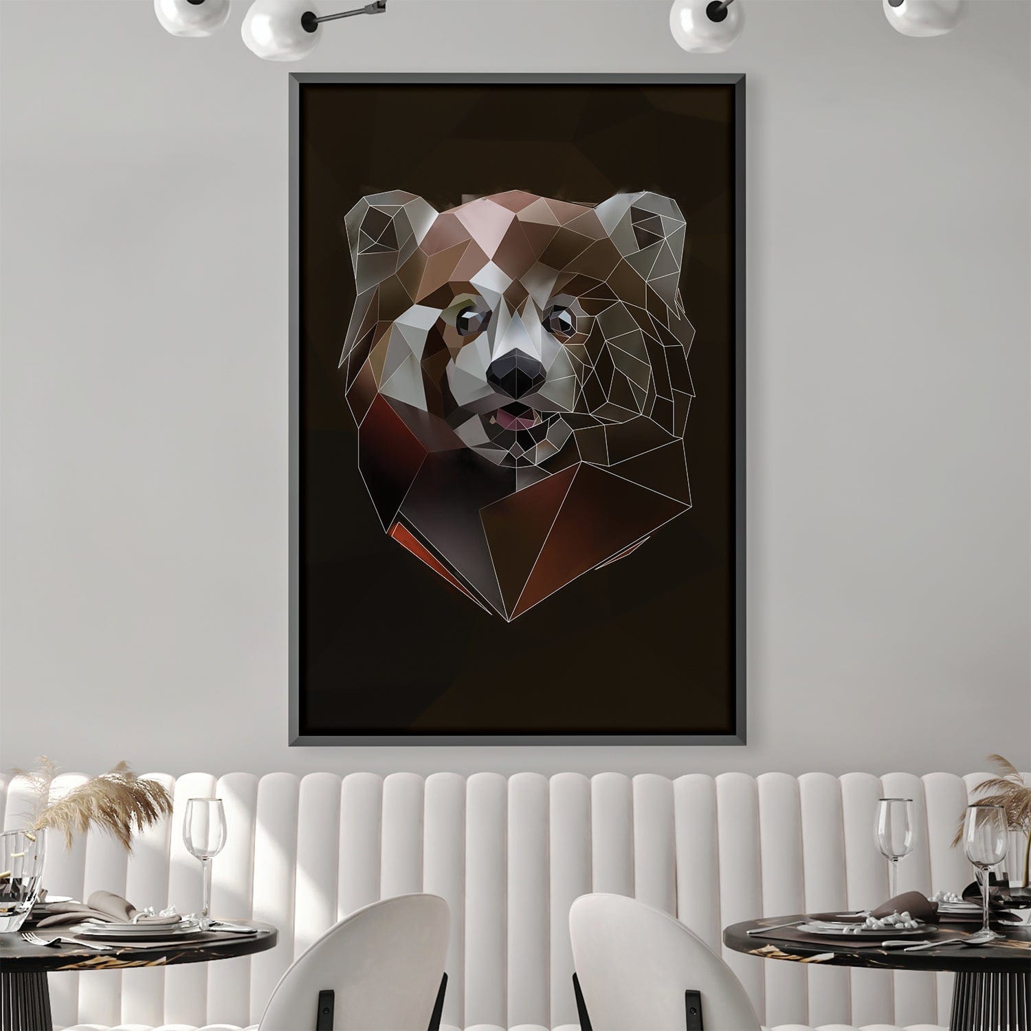 Low Poly Red Panda Dark Canvas