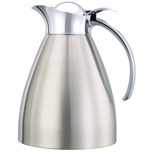 Service Ideas MAR10BS – Marquette Carafe, 1 liter, vacuum insulated, flip top lid, brushed finish