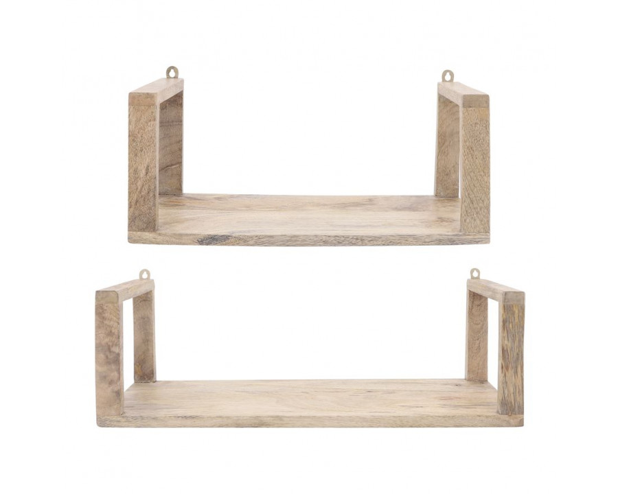 Sagebrook – Wood Wall Shelves (Set Of 2) in Brown