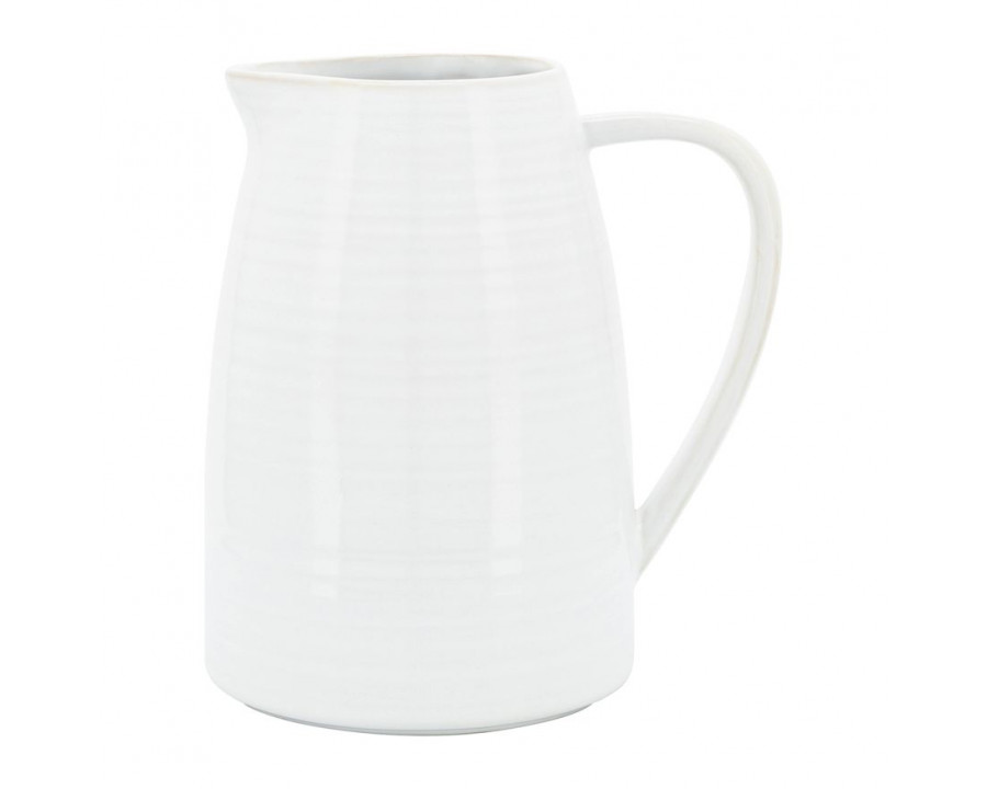 Sagebrook – 8″ Ceramic Pitcher in White