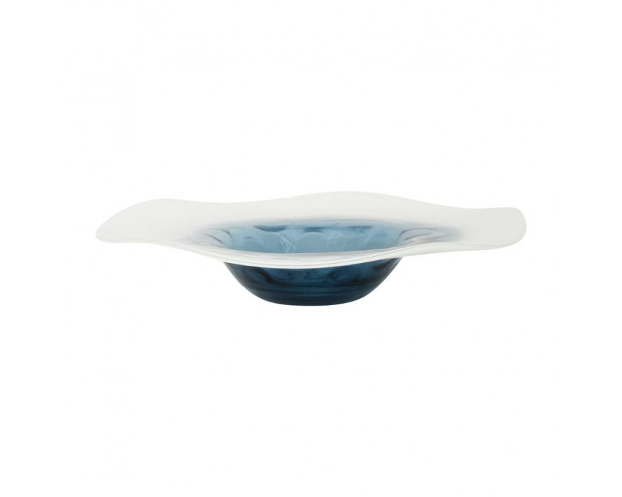 Sagebrook – 12″ Glass Blue Waters Bowl in Blue/White