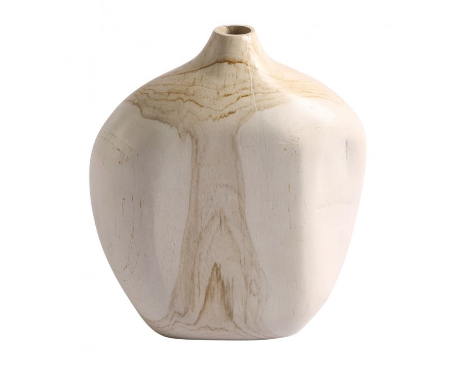 Sagebrook – 9″ Wood Carved Teak Vase in Natural