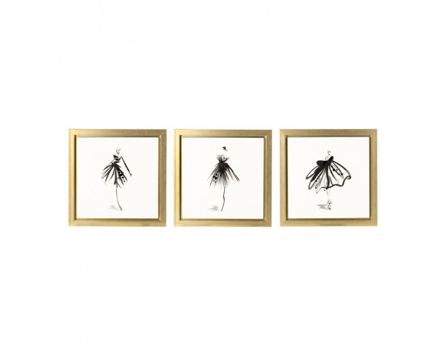 Sagebrook – Hand Painted Ballerina Pose (Set Of 3) in Gold