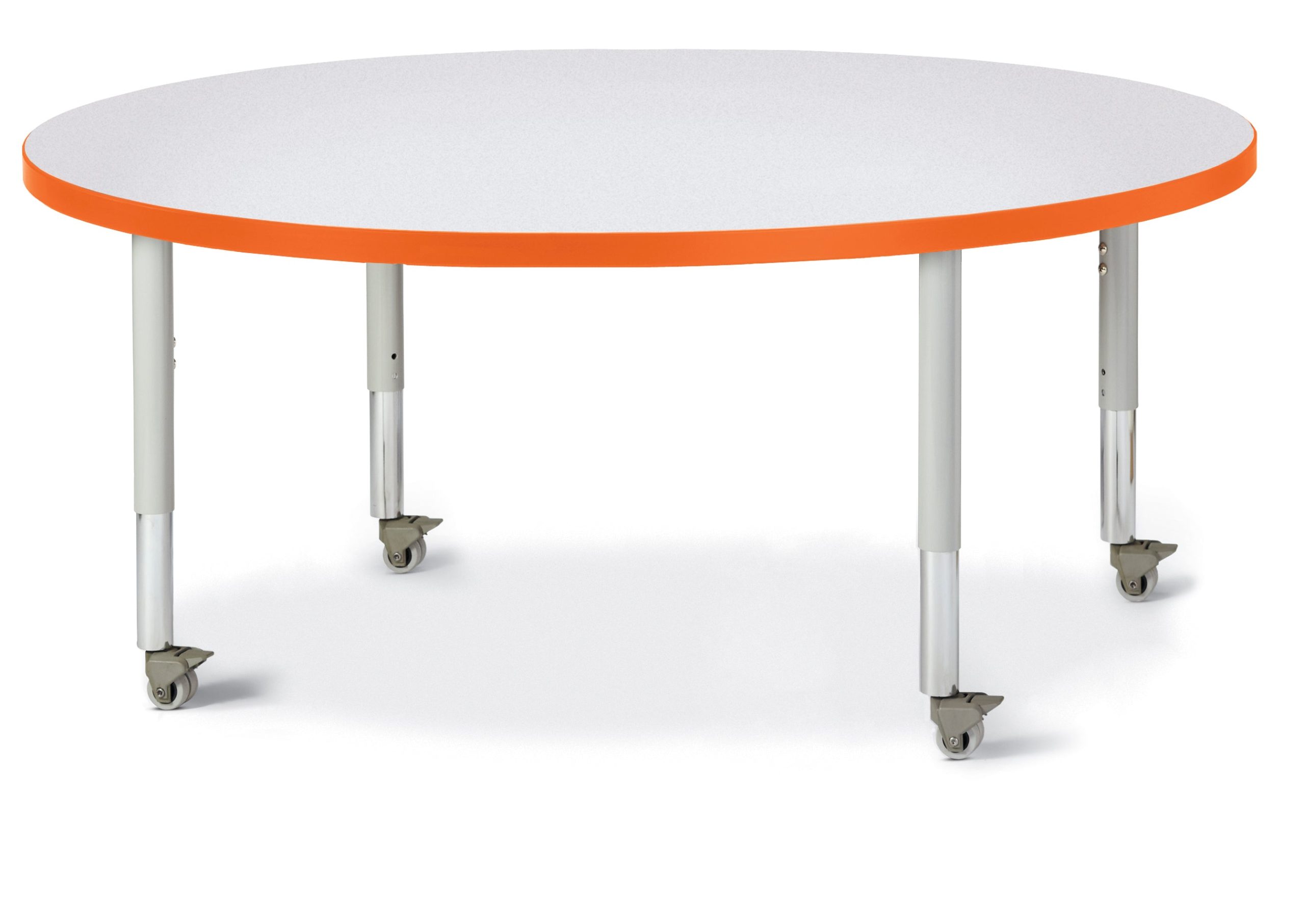 Berries Round Activity Table – 48″ Diameter, Mobile – Gray/Orange/Gray