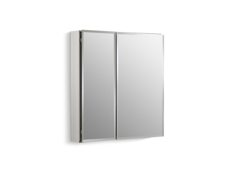 KOHLER K-CB-CLC2526FS 25″ W x 26″ H aluminum two-door medicine cabinet with mirrored doors, beveled edges