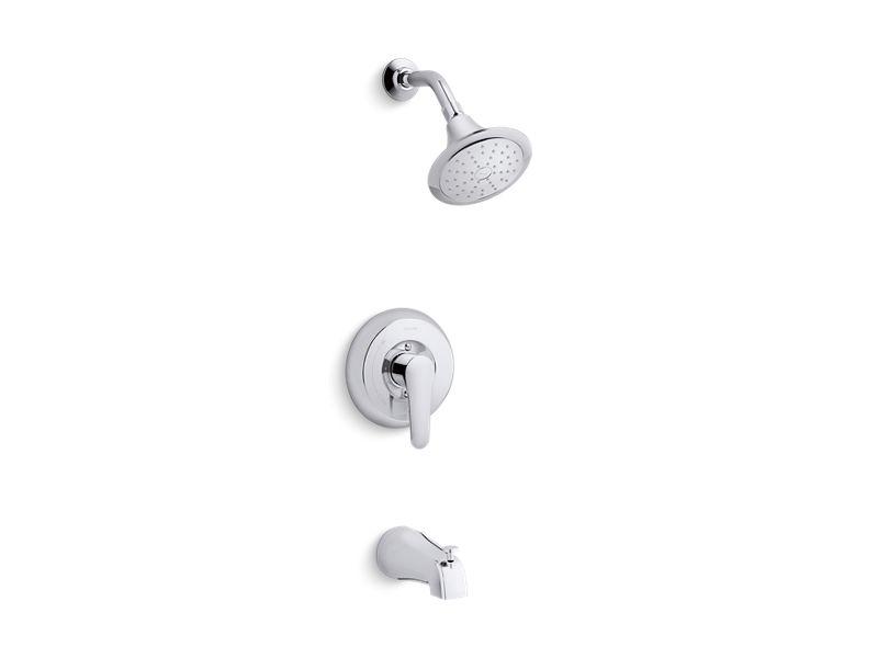 KOHLER K-TS98006-4 July Rite-Temp bath and shower valve trim with lever handle, slip-fit spout and 2.0 gpm showerhead