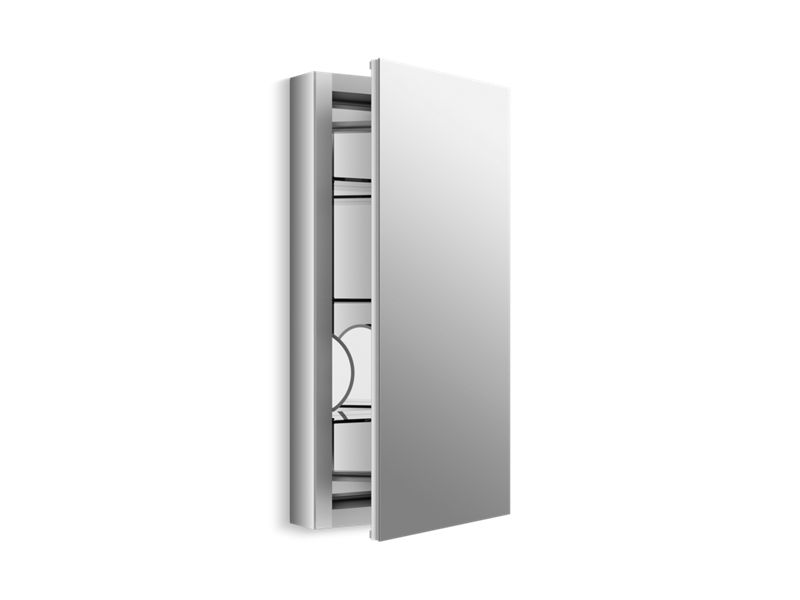 KOHLER K-99001-SCF Verdera 15″ W x 30″ H aluminum medicine cabinet with adjustable flip-out flat mirror