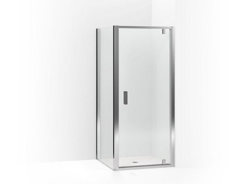 KOHLER K-706157-L Aerie pivot shower door with return panel, 74-4/5″H x 36″W x 36″W with 5/16″ thick Crystal Clear glass in Bright Polished Silver